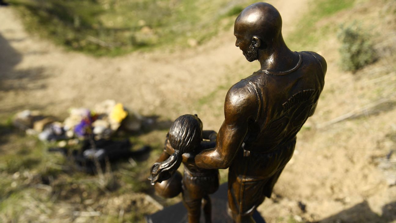 Statue of Kobe Bryant, daughter Gianna placed at crash site on 2-year anniversar..