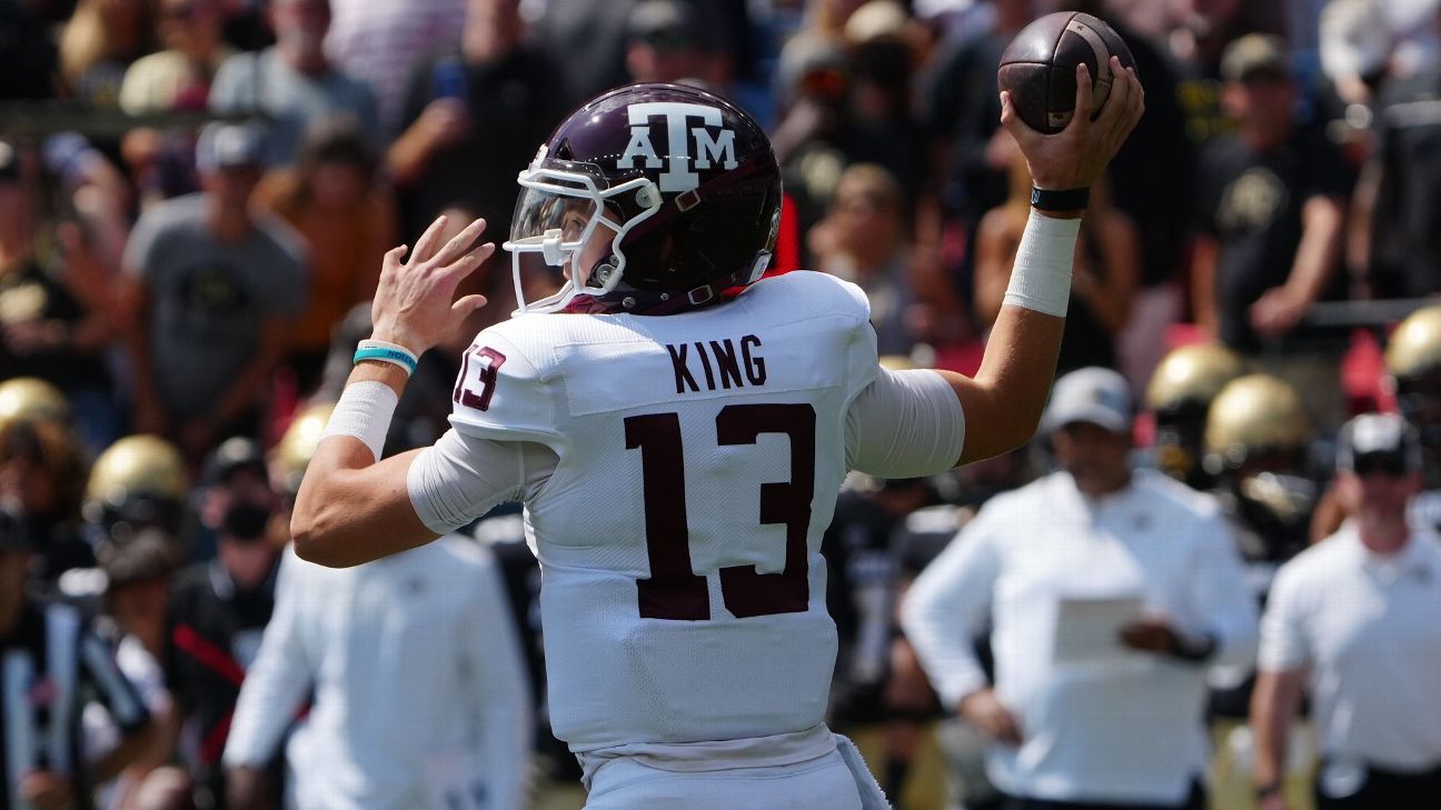 Haynes King named starting quarterback for Texas A&M Aggies football, sources sa..