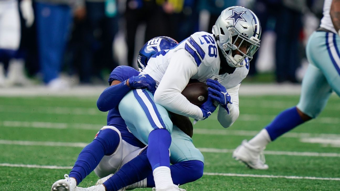 Safety (28) Malik Hooker of the Dallas Cowboys warms up before playing  against the Los Angeles Rams in an NFL football game, Sunday, Oct. 9, 2022,  in Inglewood, Calif. Cowboys won 22-10. (