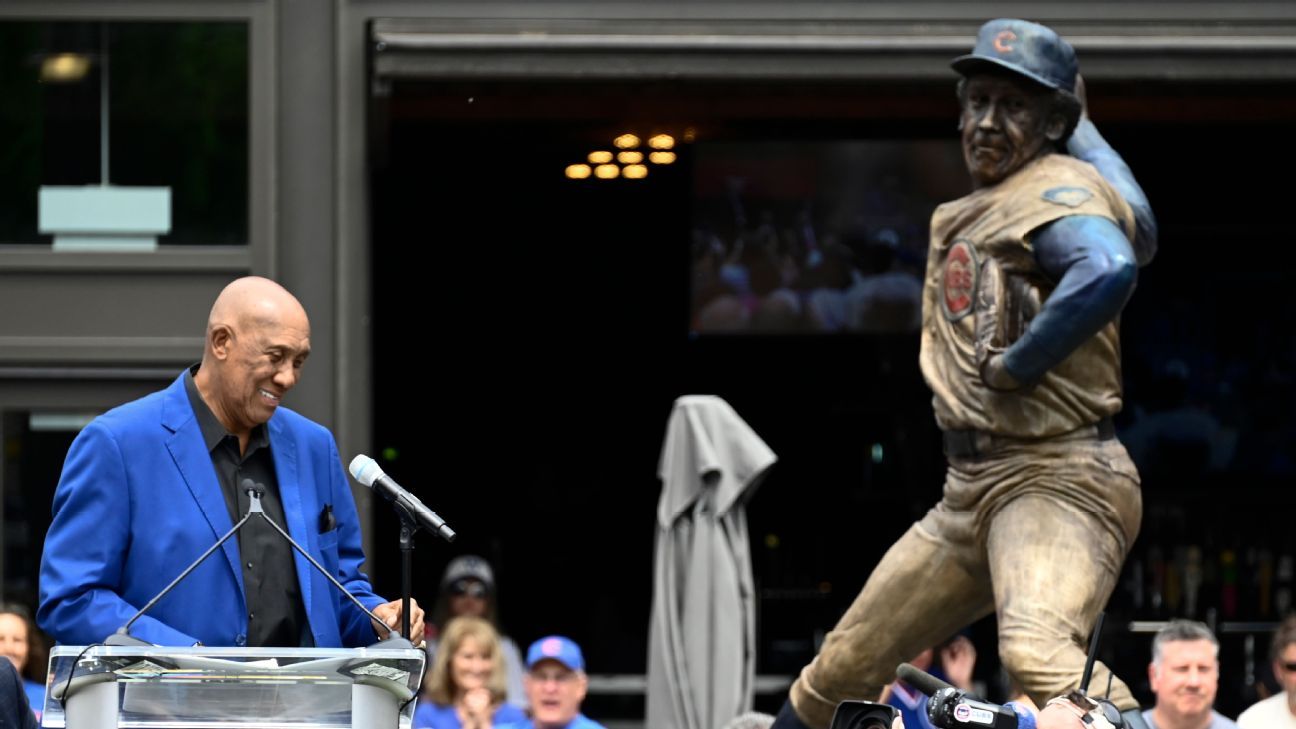 A statue of former Chicago Cubs baseball player Billy Williams