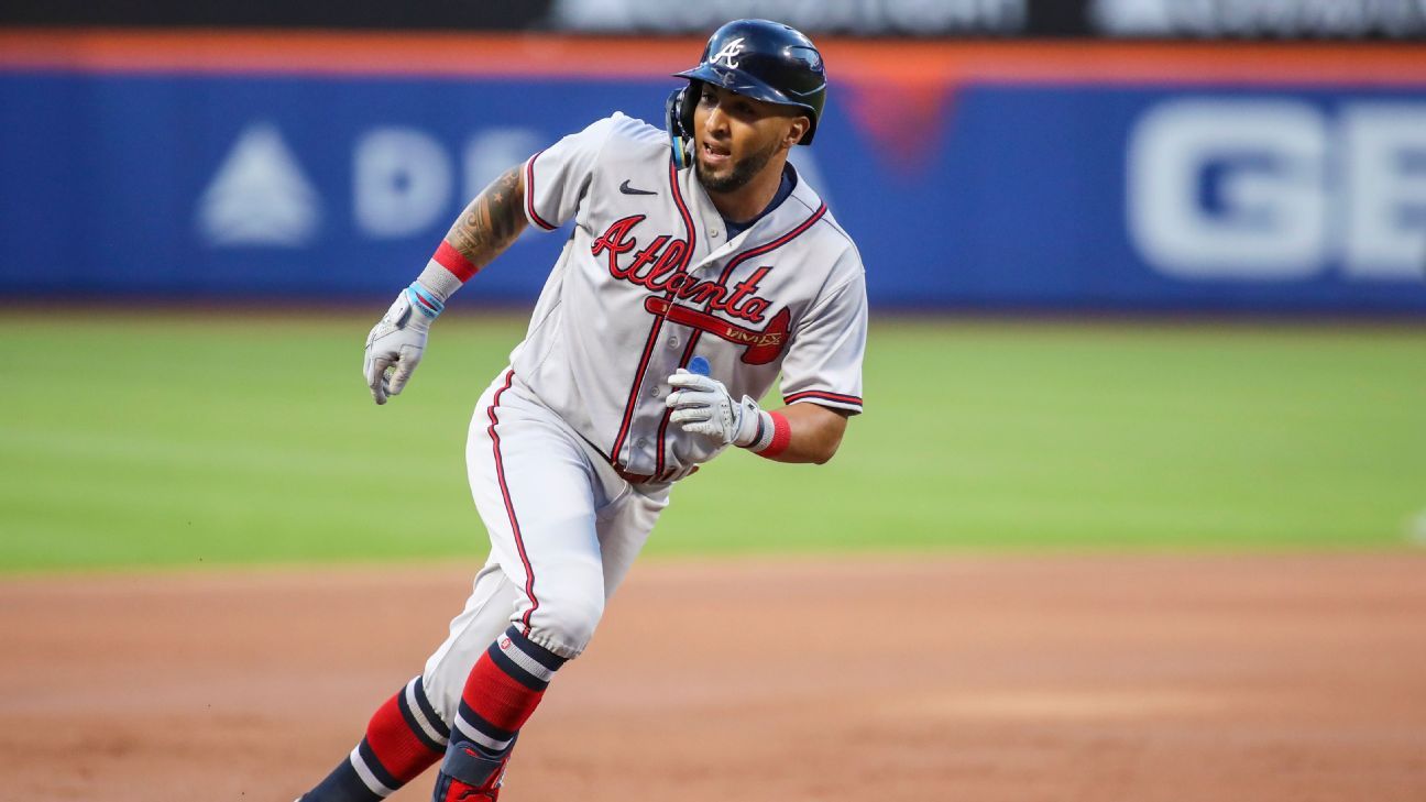 Braves place OF Hilliard on IL with bruised heel, return Rosario to lineup  - The San Diego Union-Tribune