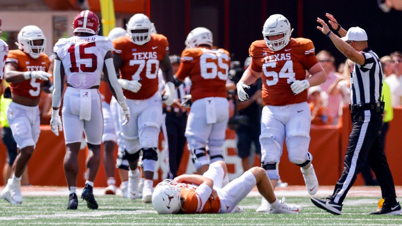 Texas Longhorns' Quinn Ewers knocked out of game vs. No. 1 Alabama Crimson Tide ..