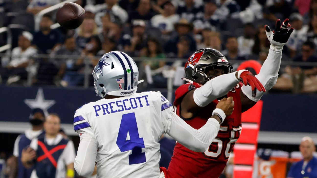 Ankle limits Cowboys' Prescott; QB says he's fine for Bucs