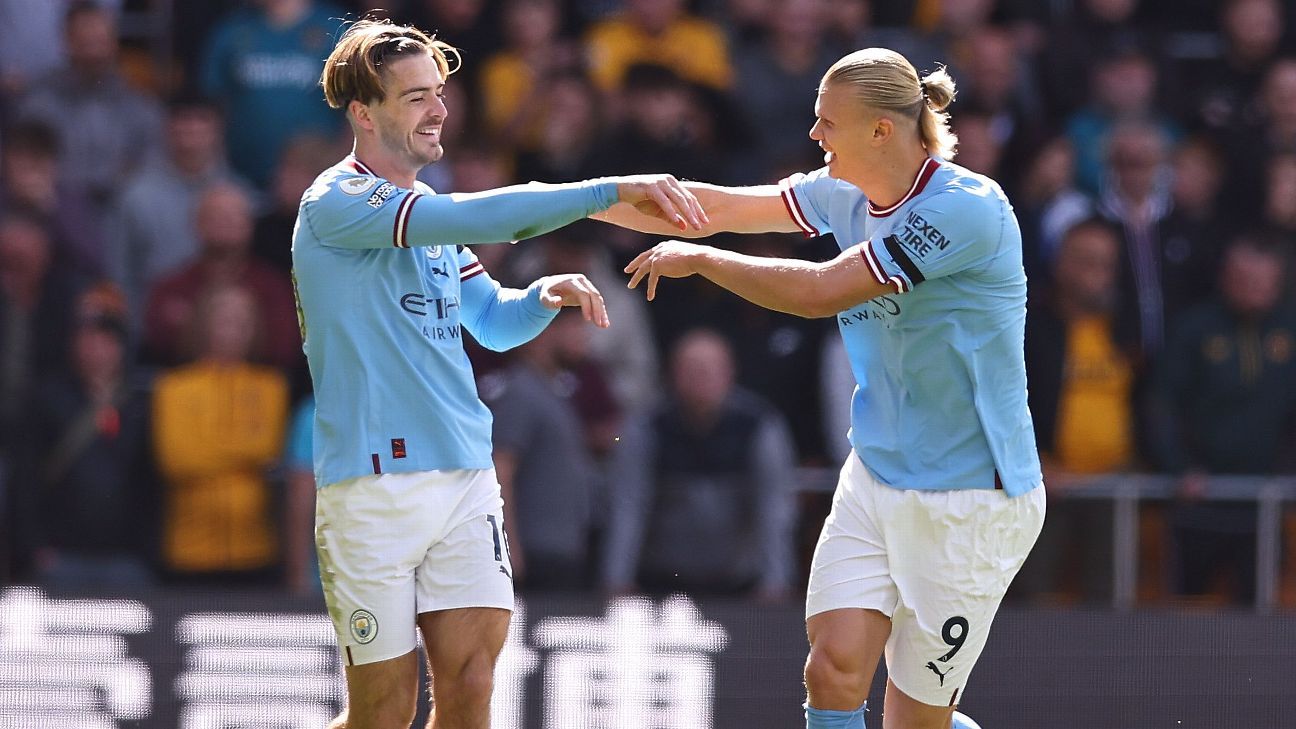 Erling Haaland scores again, Jack Grealish silences critics as Man City  beat 10-man Wolves to go top