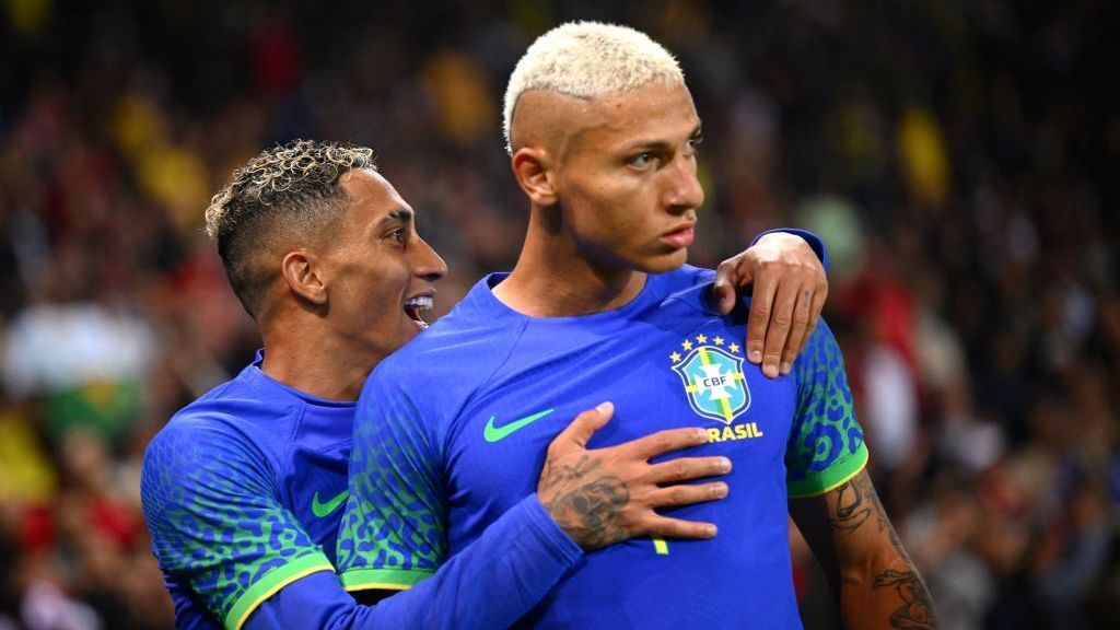 Brazil players have banana thrown their direction during goal celebration