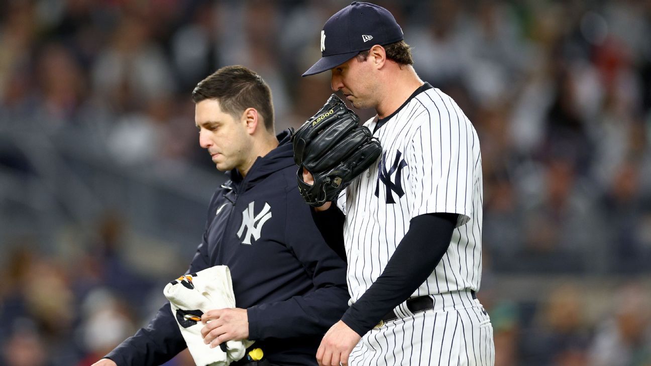 Yankees pitcher Carlos Rodón leaves his start against the Astros with  hamstring tightness