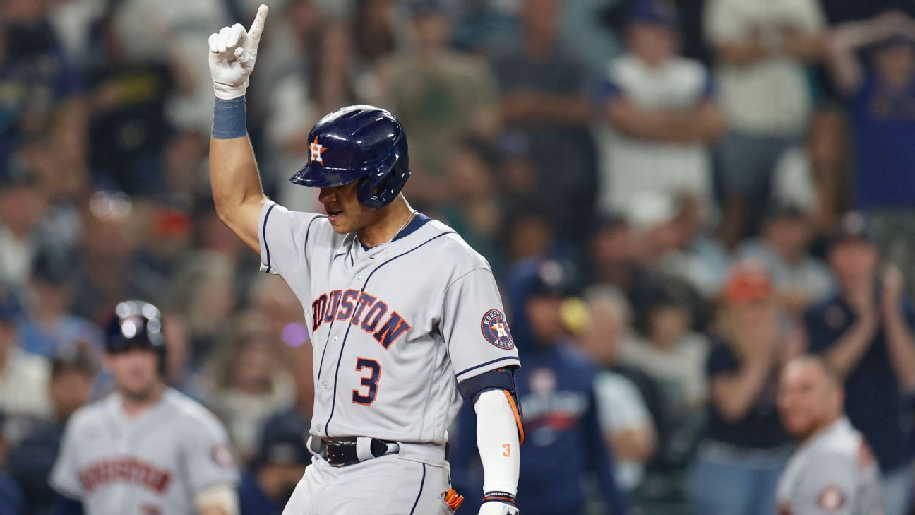 Astros celebrate 5-3 victory over rival Rangers