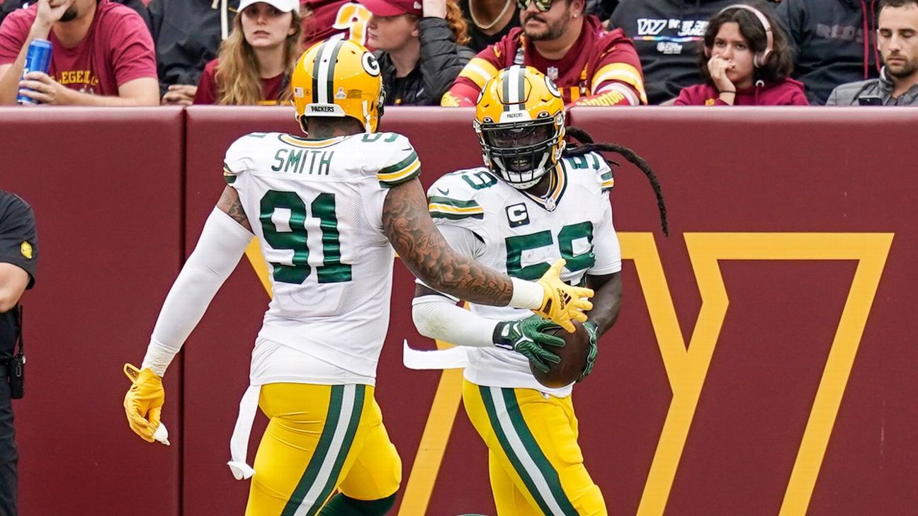 Packers' De'Vondre Campbell gets 63yard picksix vs. Commanders