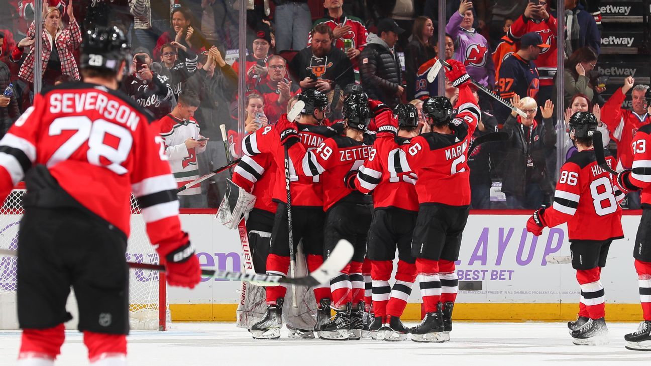 Devils top Oilers, tie franchise mark with 13th straight win - ABC7 New York