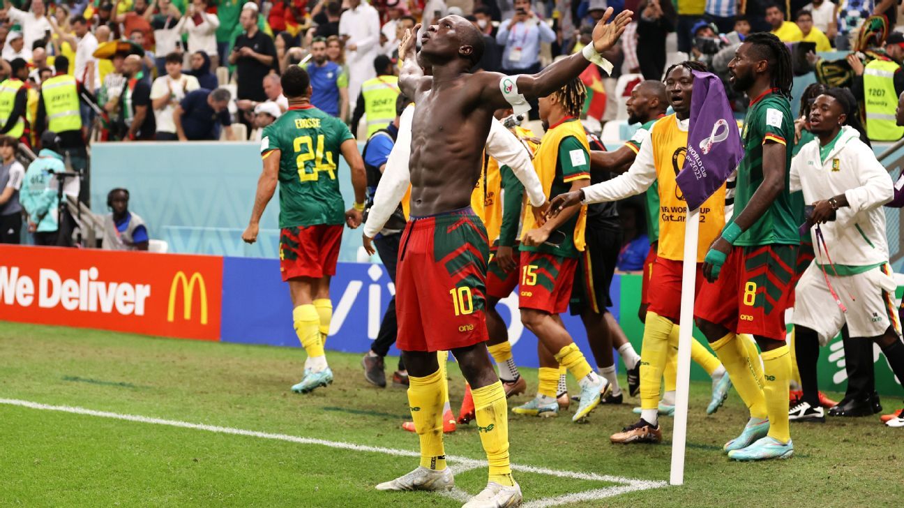 Cameroon beat group-winners Brazil but exit WC