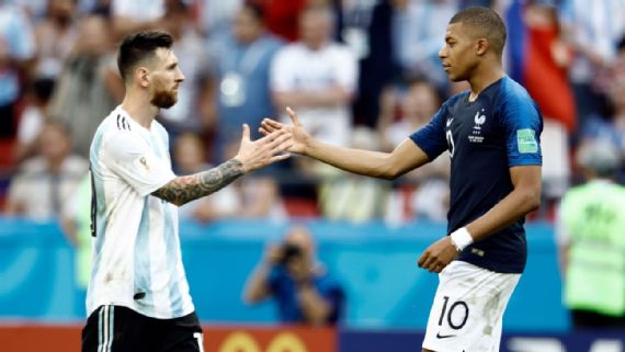 Messi y Mbappé de frente en final Mundial de Fútbol Catar 2022 2 En Rusia 2018, Francia con un gran Mbappé de 18 años eliminó a Argentina en octavos Getty Images