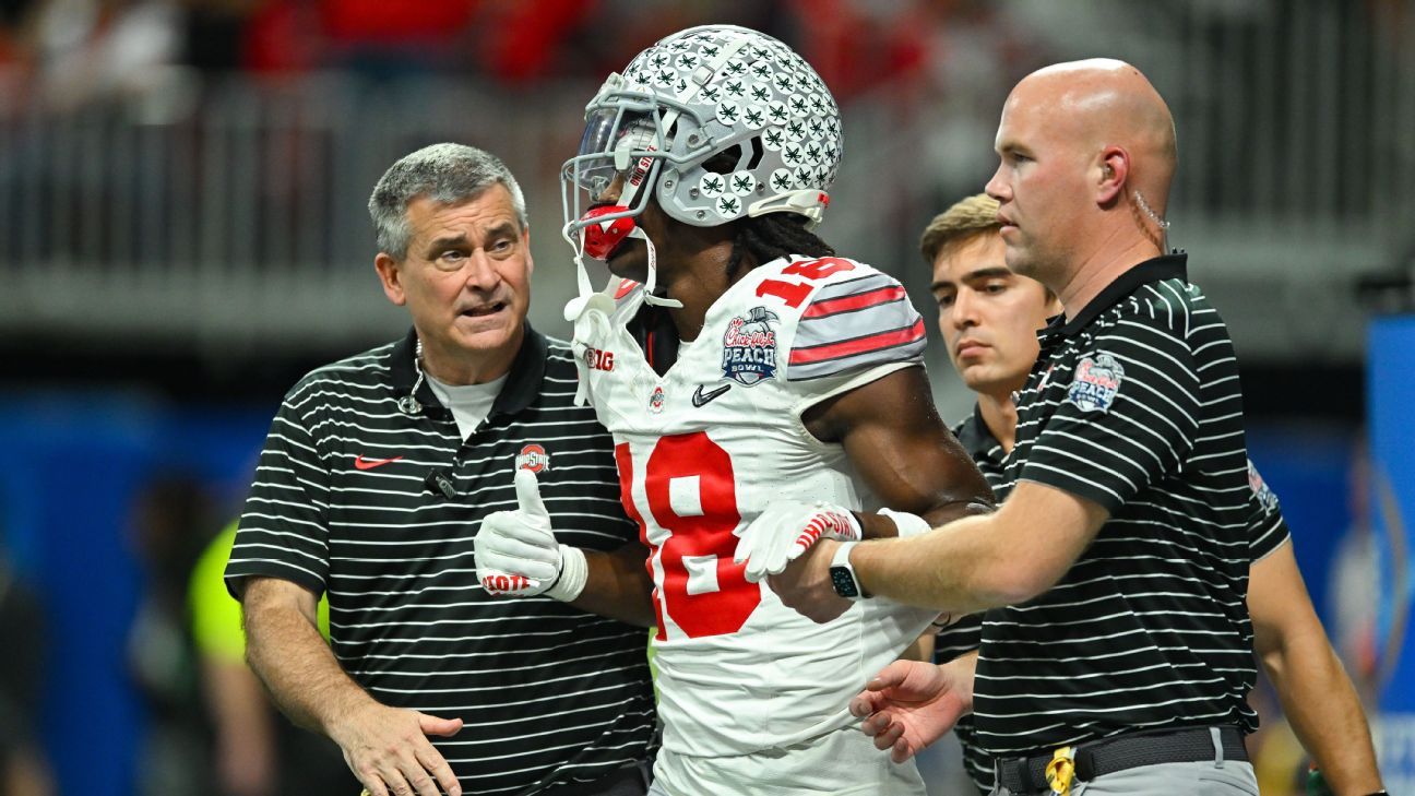 Ohio State loses Marvin Harrison Jr. in 2nd half due to concussion - ESPN