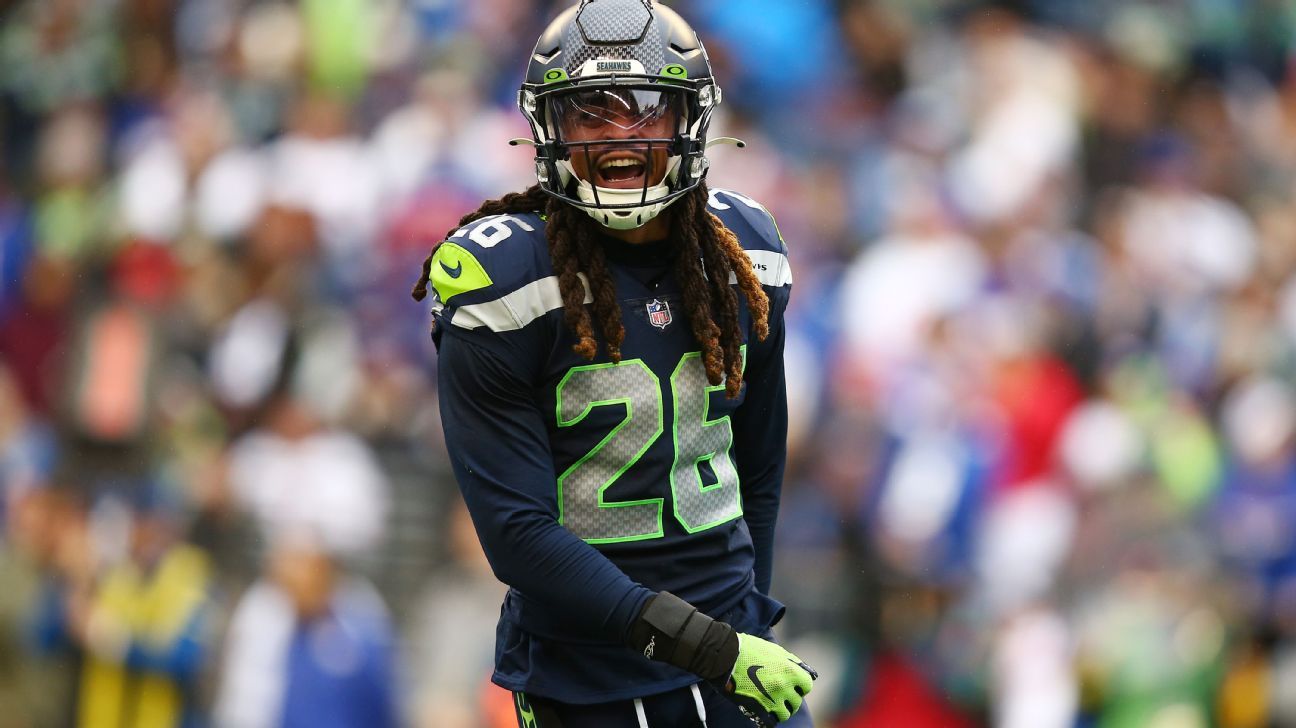 Seattle Seahawks safety Ryan Neal (26) gets set during an NFL football game  against the Carolina