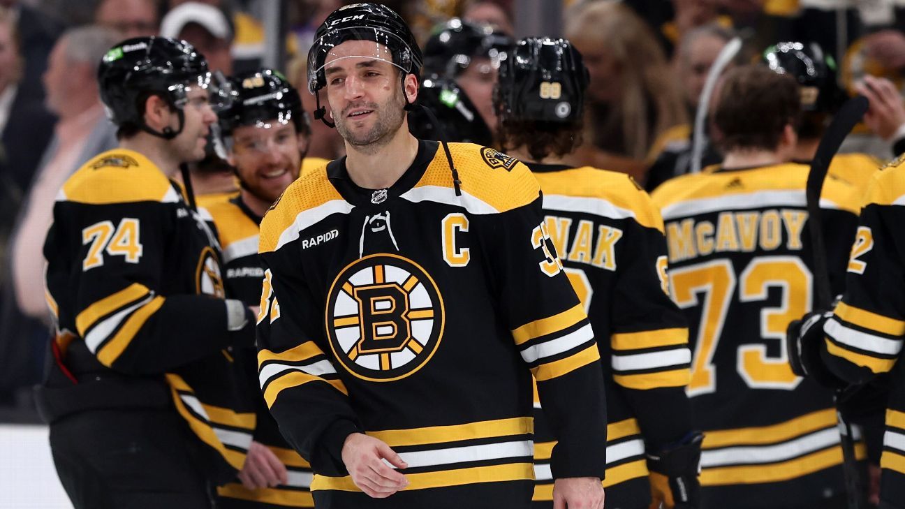Bruins captain Patrice Bergeron skates with youth players at