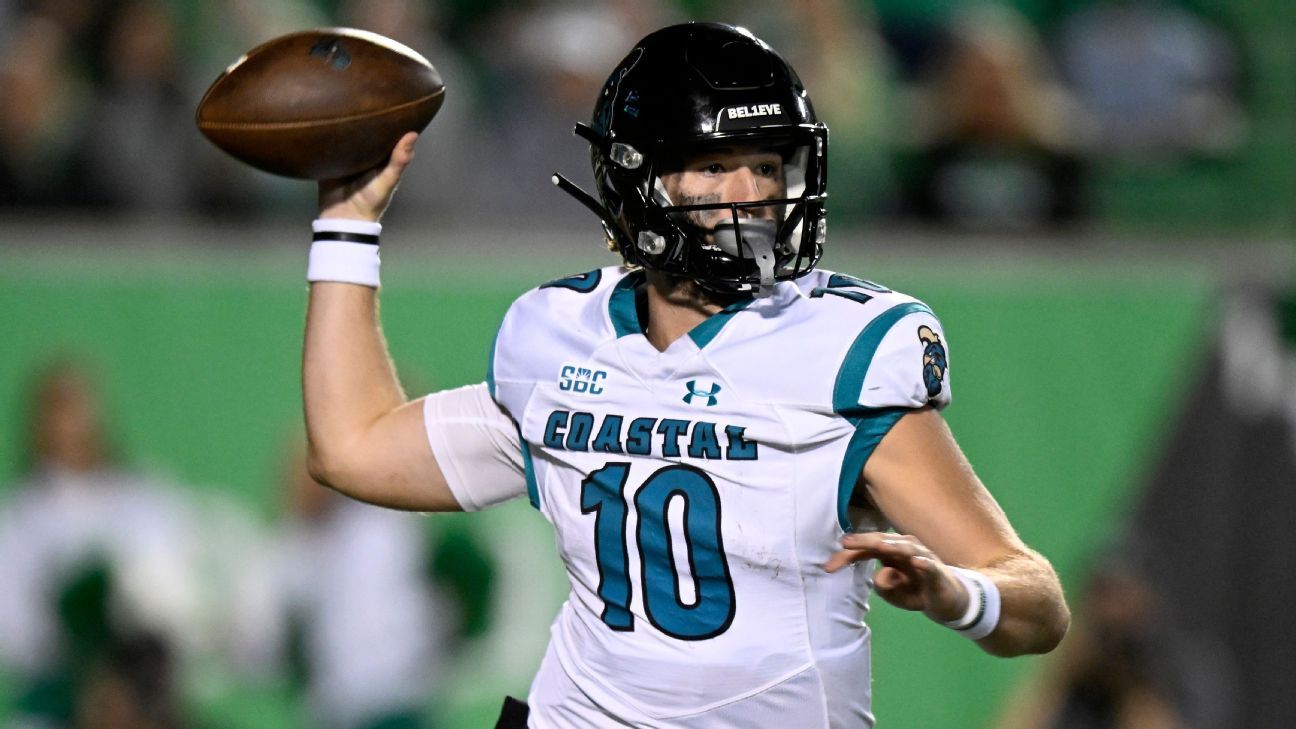 Coastal Carolina QB McCall enters portal again