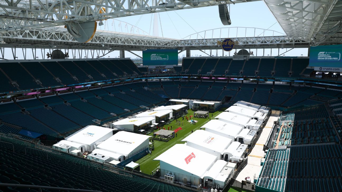 Spectacular First Images: F1 Miami Grand Prix Moving Paddock INSIDE Hard  Rock Stadium