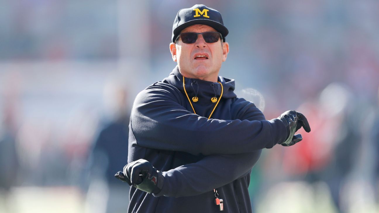 Michigan menempatkan larangan tiga pertandingan pada Jim Harbaugh