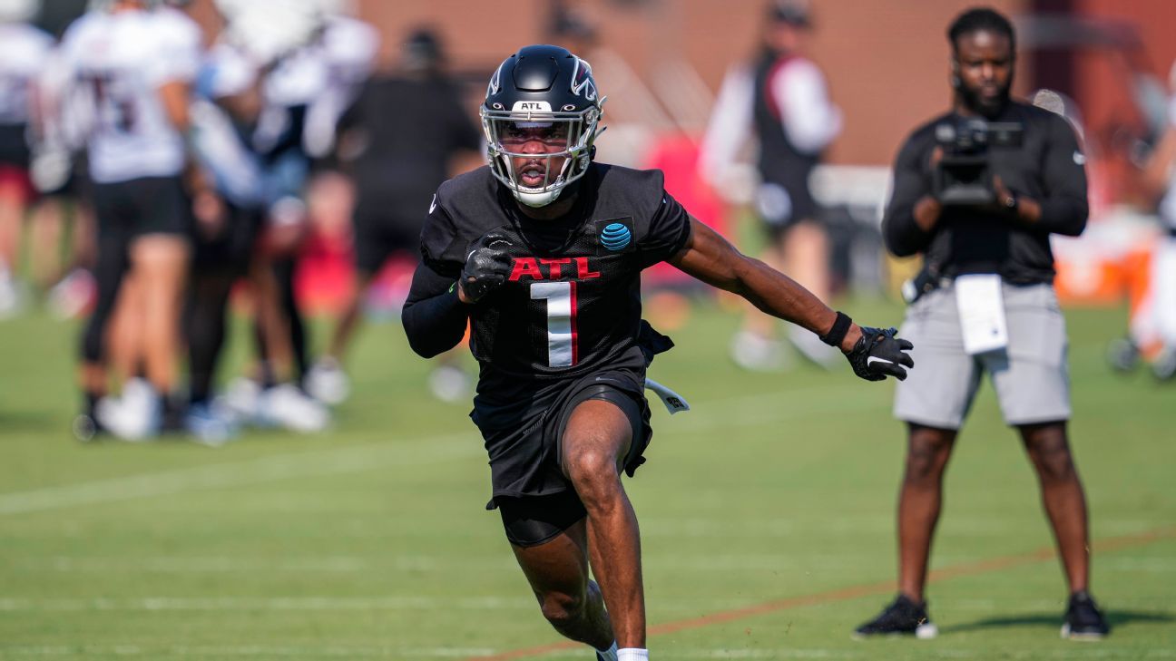 Falcons cornerback Jeff Okudah carted off practice field with ankle injury