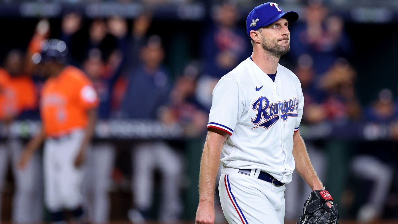 Max Scherzer shelled on return as Astros beat Rangers in Game 3 of