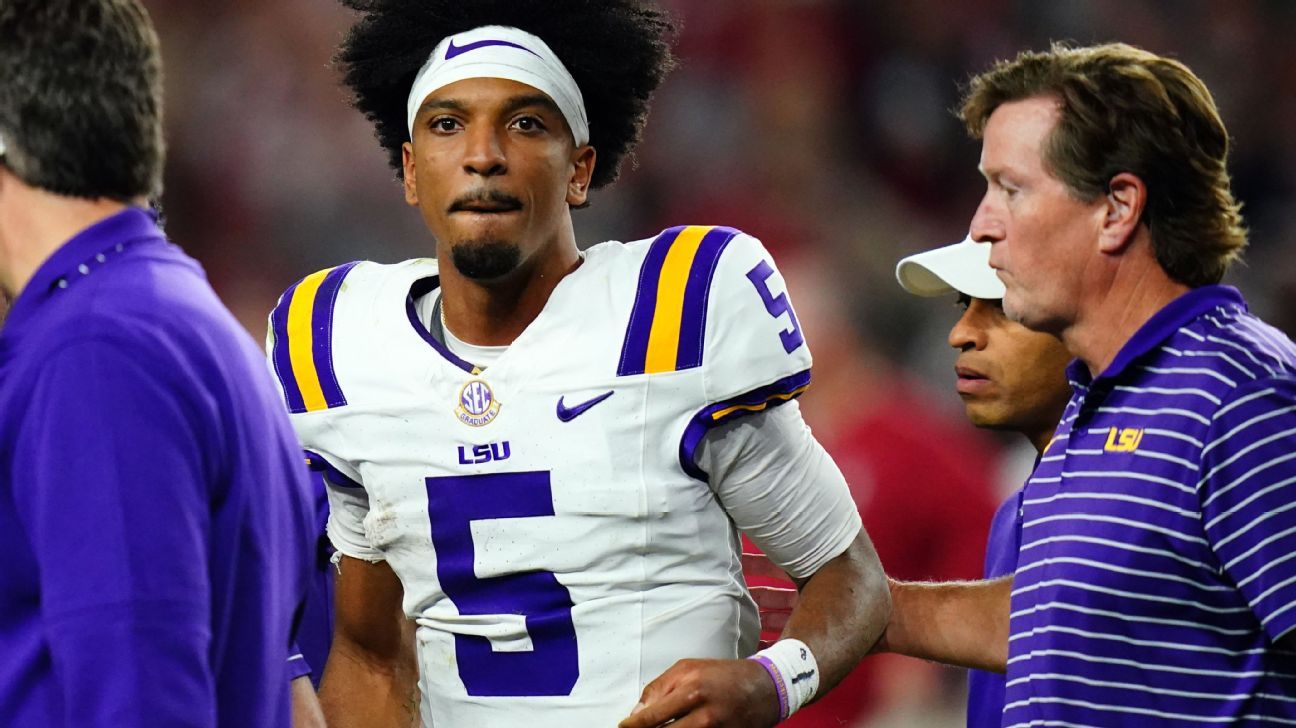 Jayden Daniels in concussion protocol after exiting LSU's loss