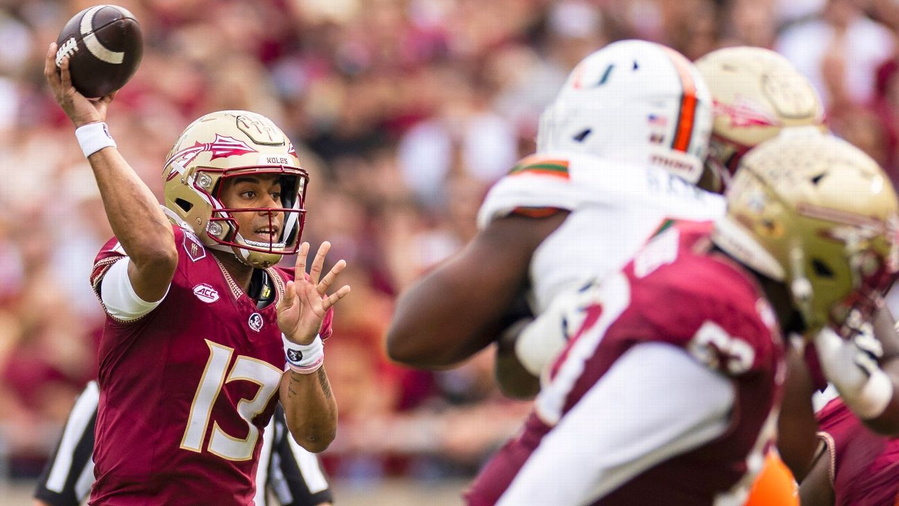 Jordan Travis 1st FSU starting QB to go 30 vs. Miami ESPN