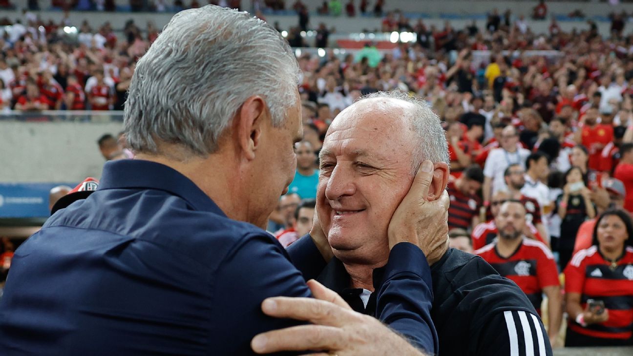 Tite e Felipão selam paz antes de Flamengo x Atlético-MG e fazem encontro caloroso após anos de rixa; veja o momento