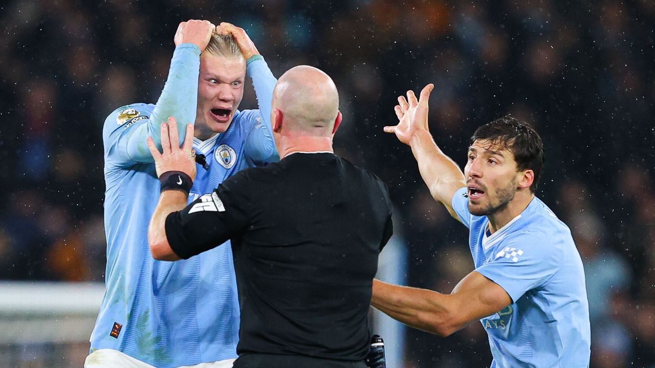 Man City charged by English FA after Haaland and others surrounded ref  during Tottenham draw