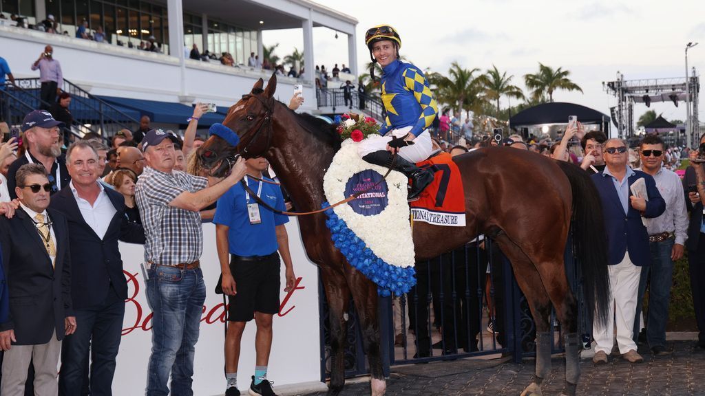 Baffert's National Treasure wins Pegasus Cup