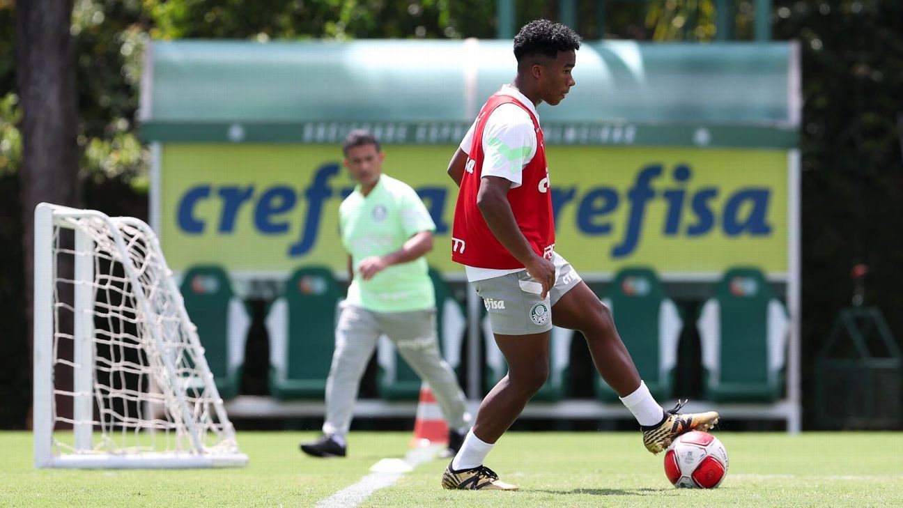 Endrick retorna ao treinamento no Palmeiras após período com a seleção.