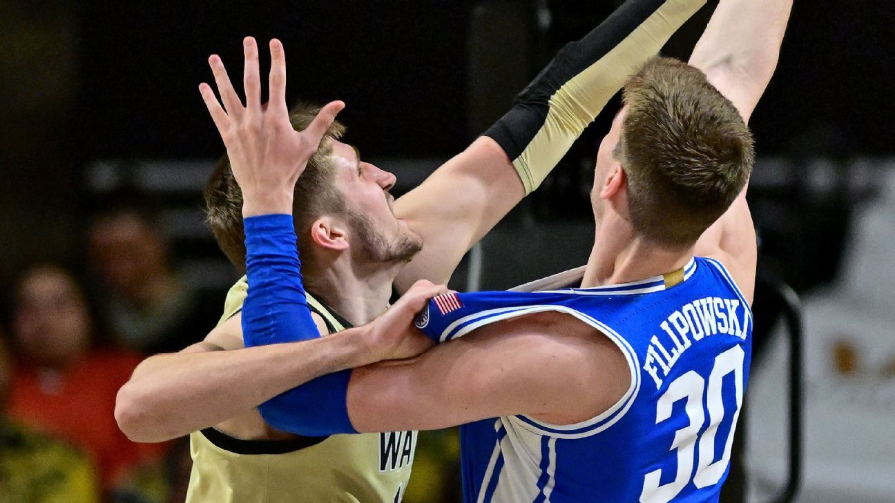 Duke's Kyle Filipowski injured by fan in Wake's court storming ESPN