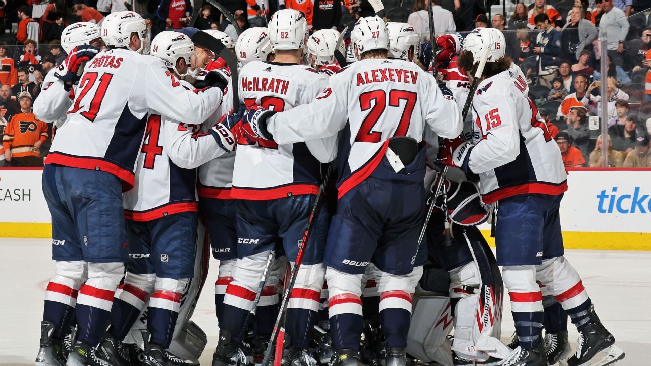 Unusual empty-net goal sends Caps to playoffs