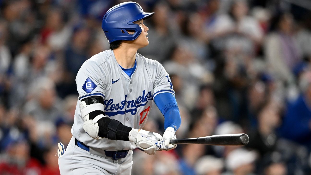 Ohtani has 3 doubles amid Dodgers’ 20-hit night