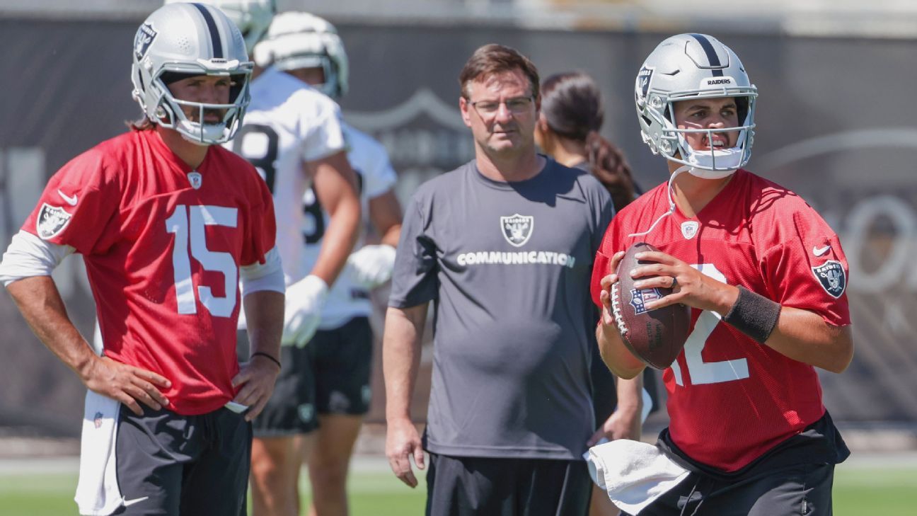 ‘Kind of both underdog stories’: Raiders QBs Aidan O’Connell, Gardner Minshew finding common ground as they compete