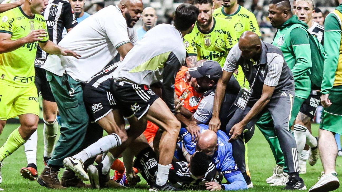 Briga entre jogadores do Palmeiras resulta em intervenção de funcionário no treino.