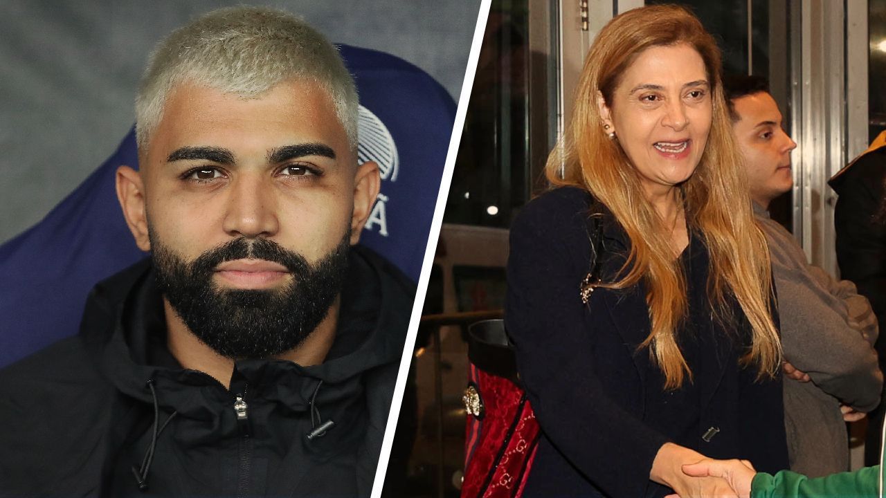 Encontro entre Gabigol e Leila Pereira em jogo entre Flamengo e Palmeiras.