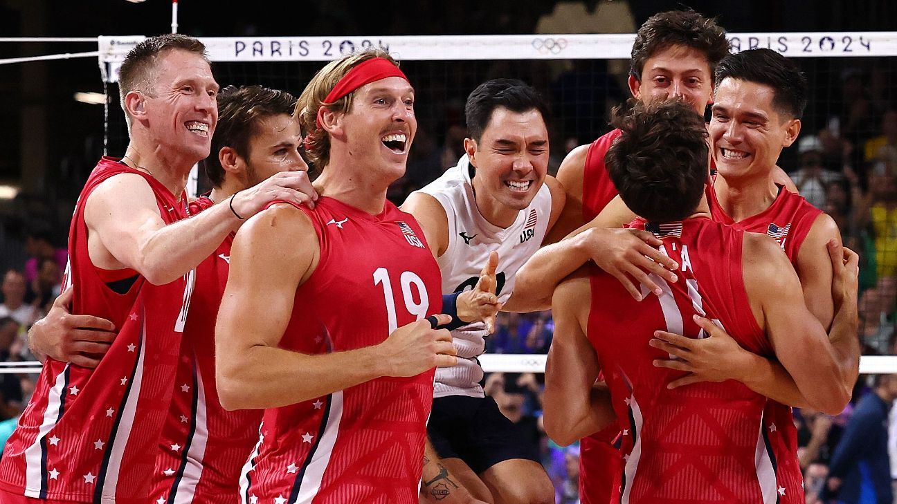 U.S. men's volleyball wins bronze vs. Italy at Paris Olympics ESPN