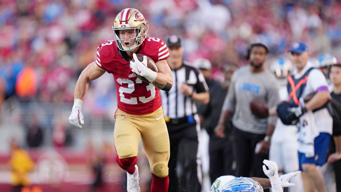 49ers player Christian McCaffrey (calf) surprisingly unable to play against Jets