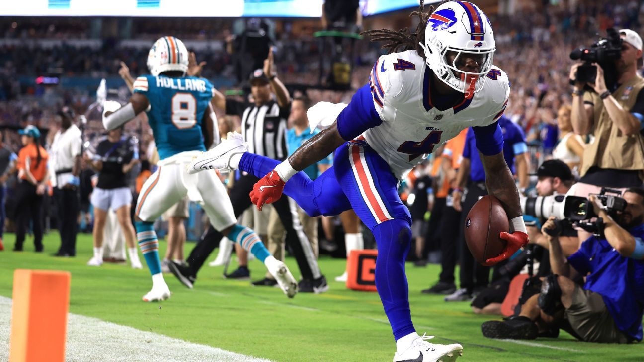 James Cook’s three TDs, Ja’Marcus Ingram pick-six keying big night for Bills