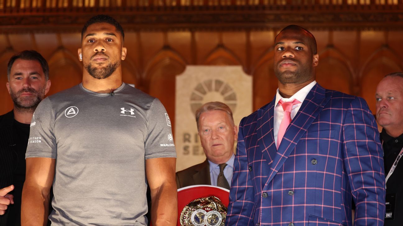 Anthony Joshua promises to “break” Daniel Dubois for the heavyweight title at Wembley.