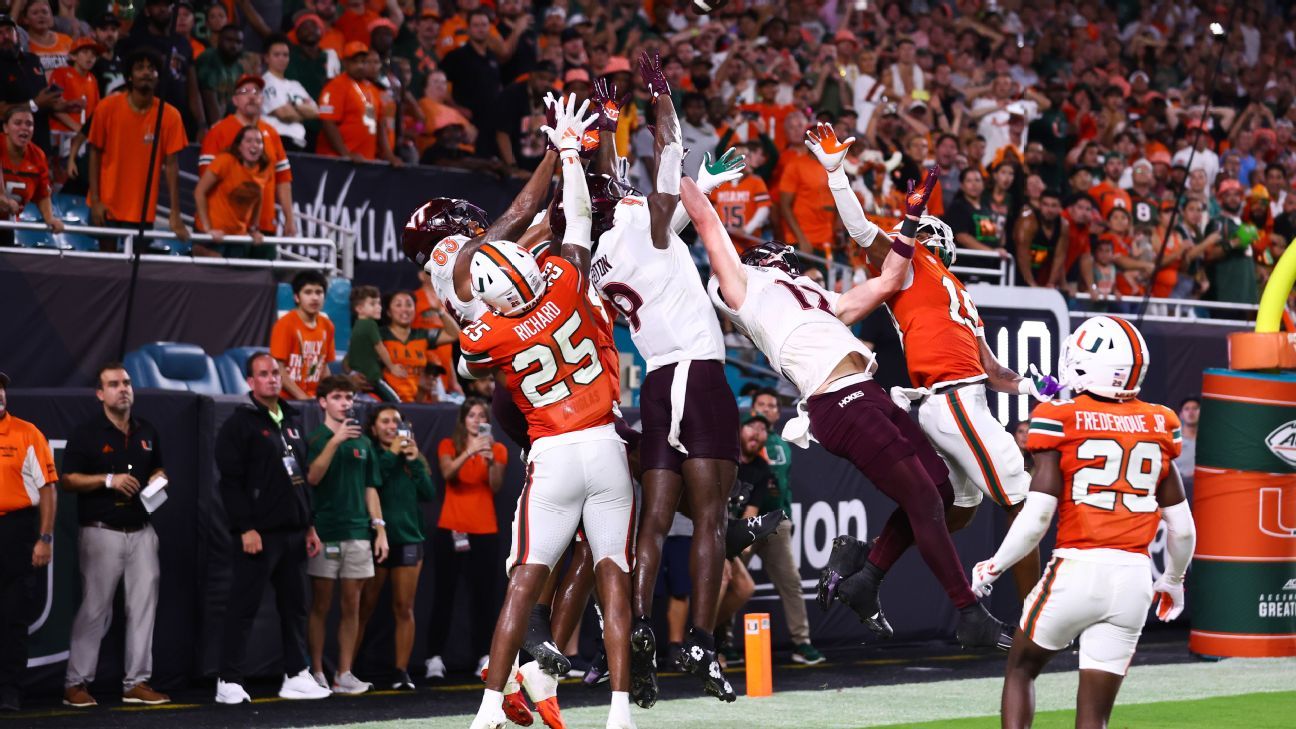 Miami survives as Hokies' Hail Mary TD overturned