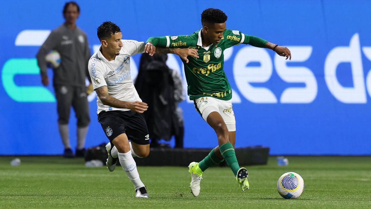 Palmeiras vence Grêmio com gol heroico de Estêvão e seca Botafogo no Brasileirão