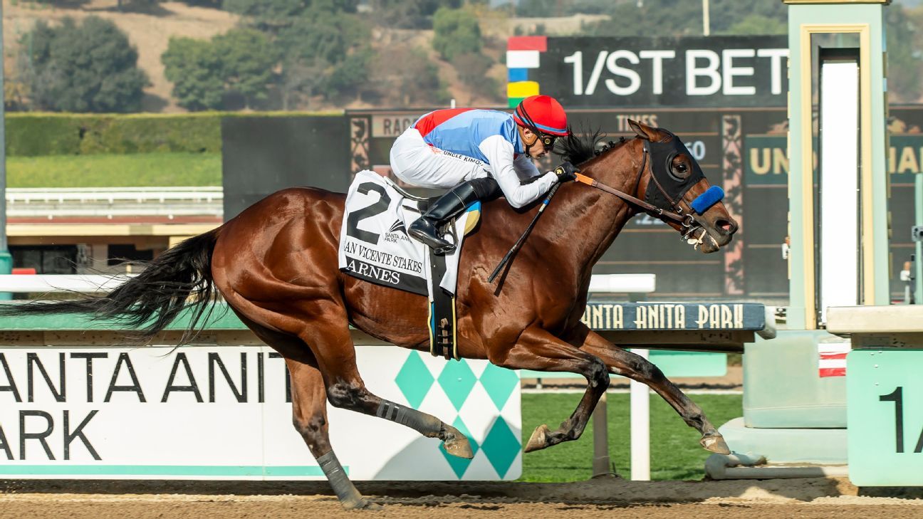 Barnes wins San Vicente Stakes; Baffert goes 1-2