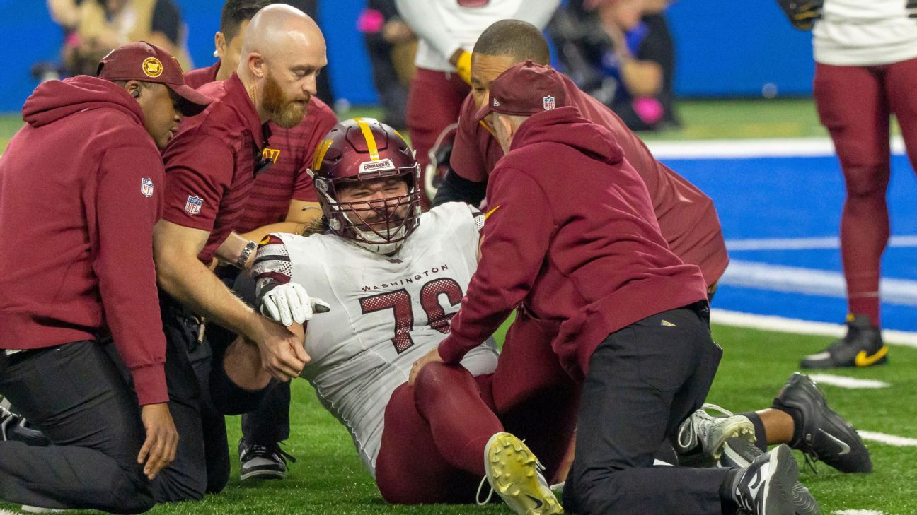 Commanders' Sam Cosmi has torn ACL, out for rest of playoffs - ESPN