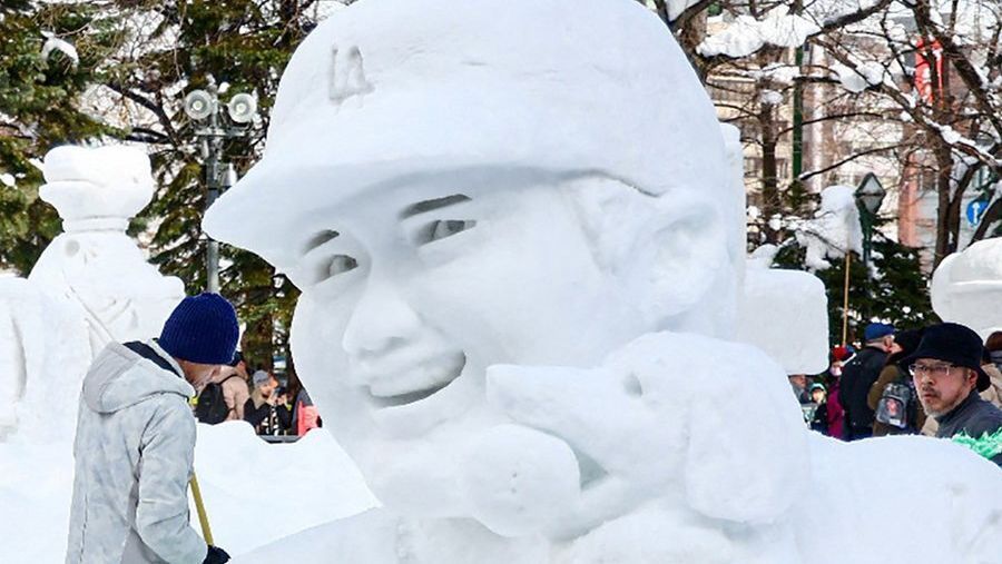 Sapporo Snow Festival Features Sculpture of Shohei Ohtani