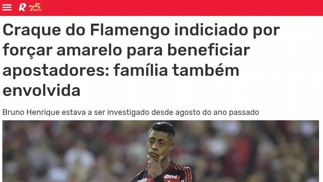 Indiciamento de Bruno Henrique repercute na Europa e gera repercussão