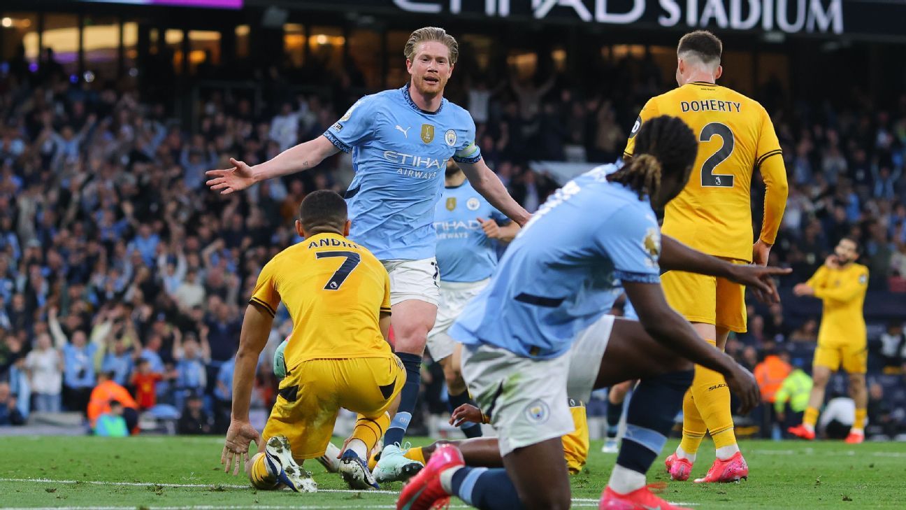 De Bruyne decide, City encerra série do Wolves de Vítor Pereira e se aproxima de vaga na Champions League