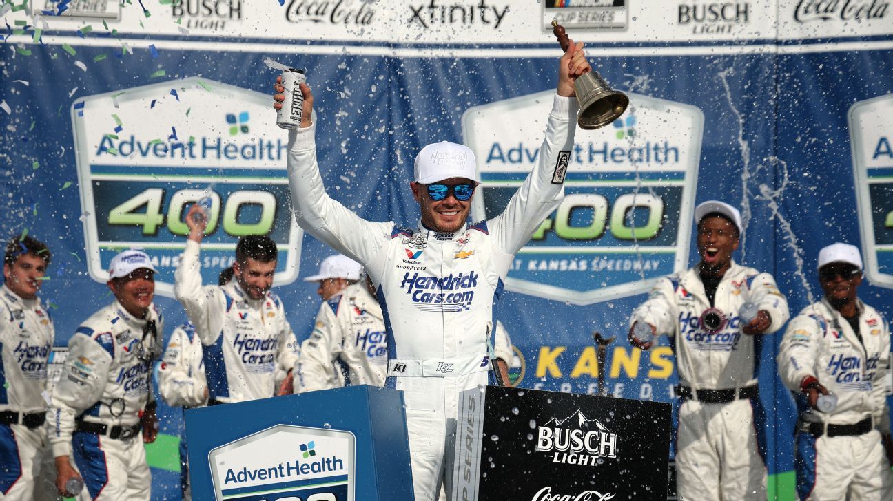 Larson cruises at Kansas for 3rd Cup Series win