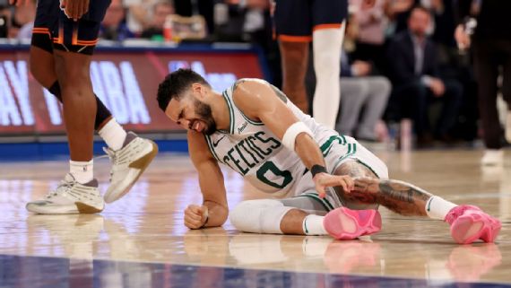 Boston Celtics forward Jayson Tatum injured his right Achilles