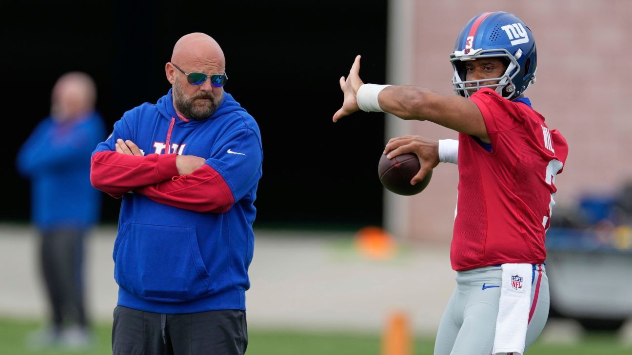 Giants’ Wilson takes 1st-team reps; Nabers sits