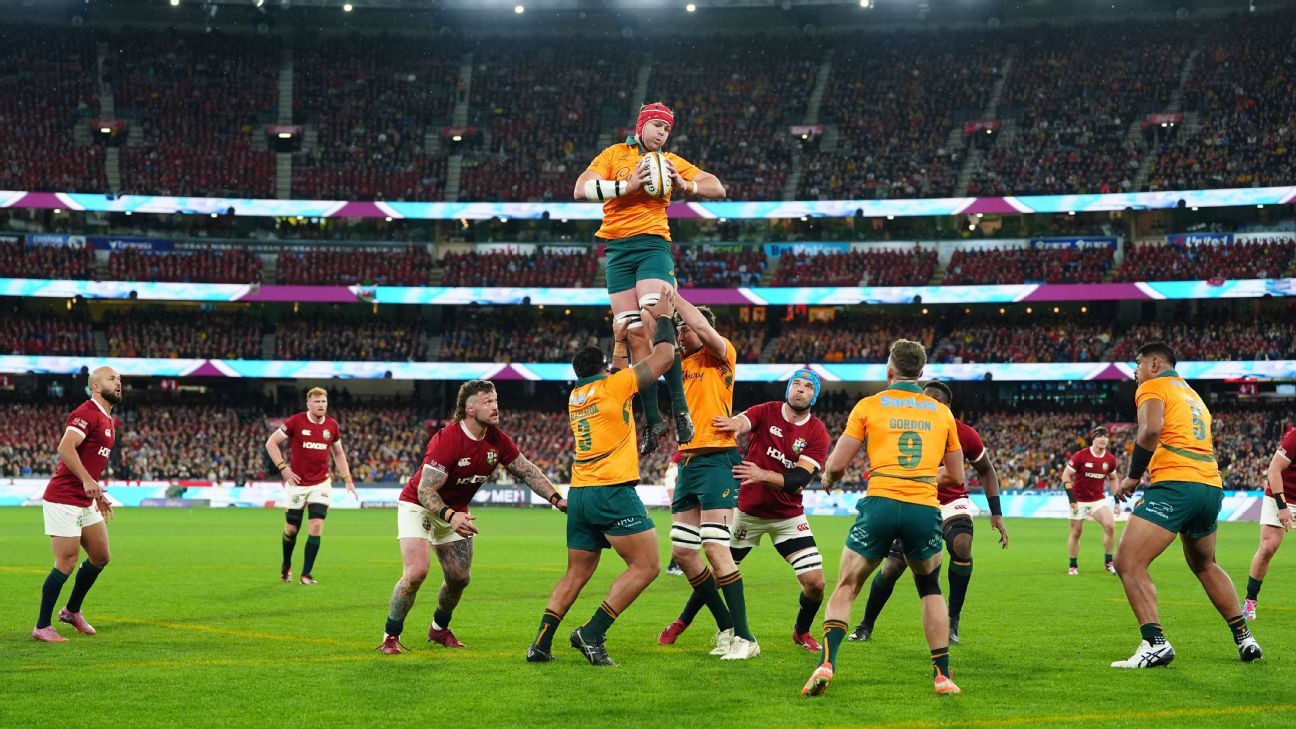 Ambiente en el MCG durante el partido entre Wallabies y Lions